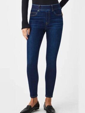 SPANX Women's Ankle Skinny Pull-On Jeans in Midnight Shade Denim Size Medium